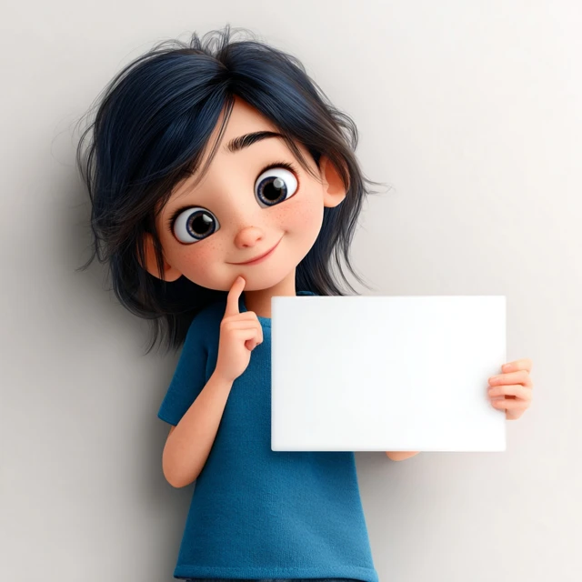 Happy Girl Holding Sign Board Cartoon Animation 3D