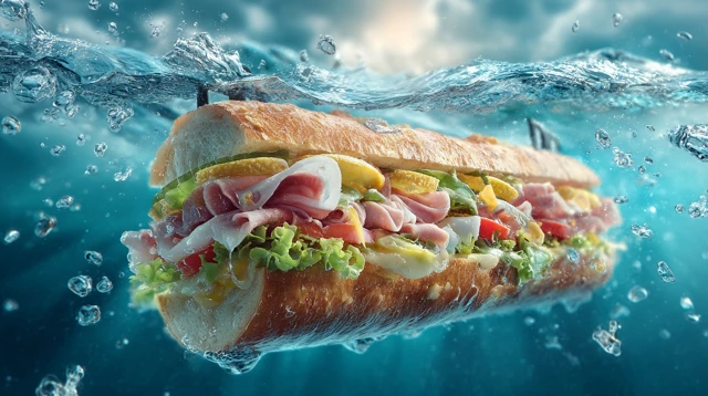 Submarine Sandwich Underwater Illustration