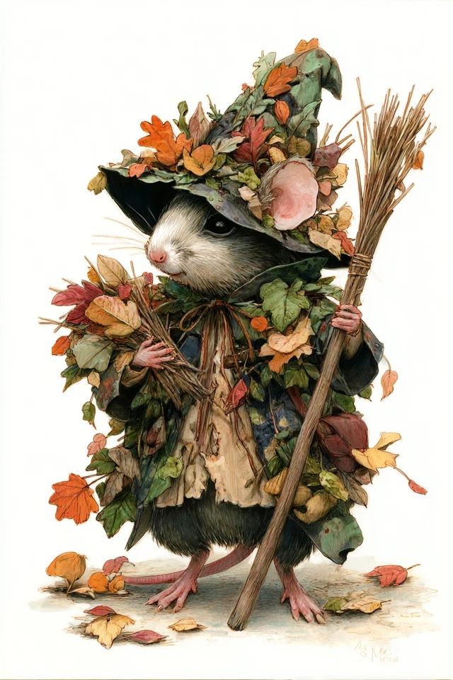 Autumn Witch Mouse Fantasy Art by Mike Ploog