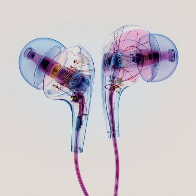 Transparent Earphones Xray Artistic Anatomical Illustration