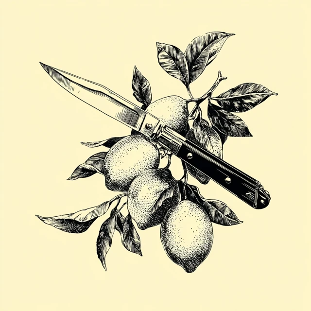 Switchblade Knife and Lemons Illustration