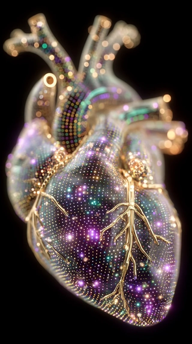 Glowing Heart 3D Render Futuristic Light Sculpture