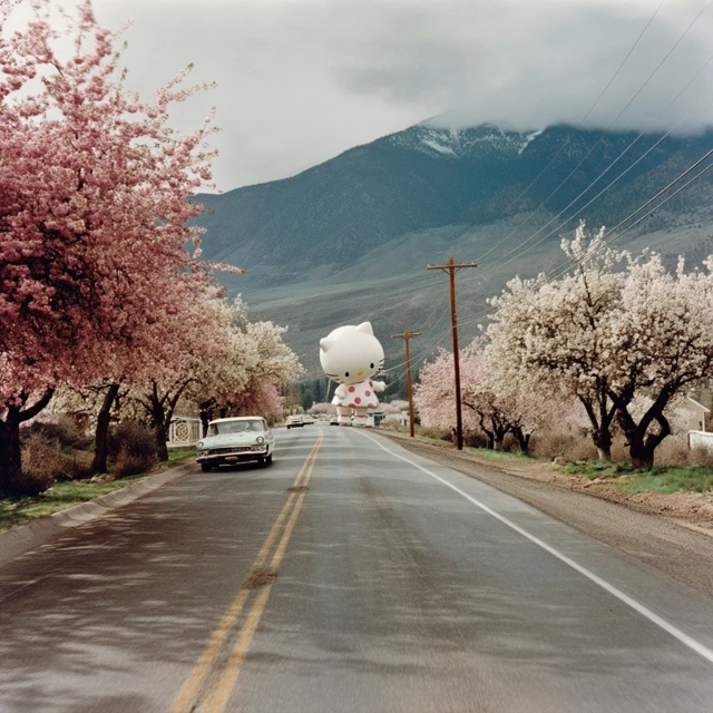 Vintage Road Trip with Hello Kitty in USA