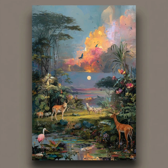 Abstract Oil Painting Tropical Landscape
