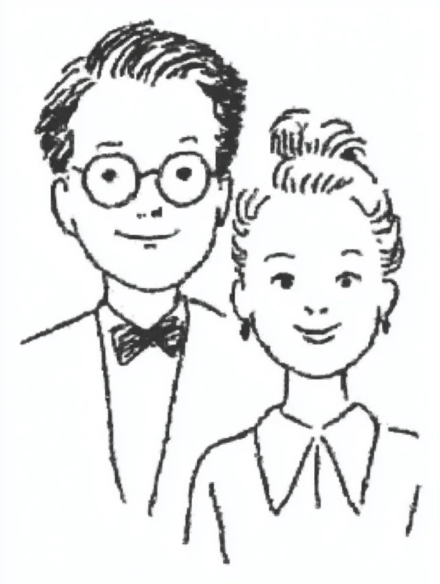 Couple Portrait Simple Line Art Illustration