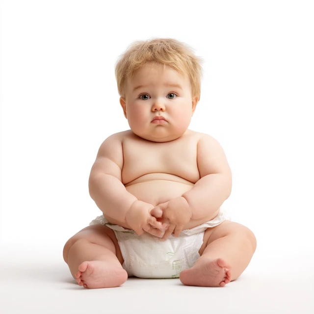 Overweight Baby Portrait Rolls and Folds in Nappy