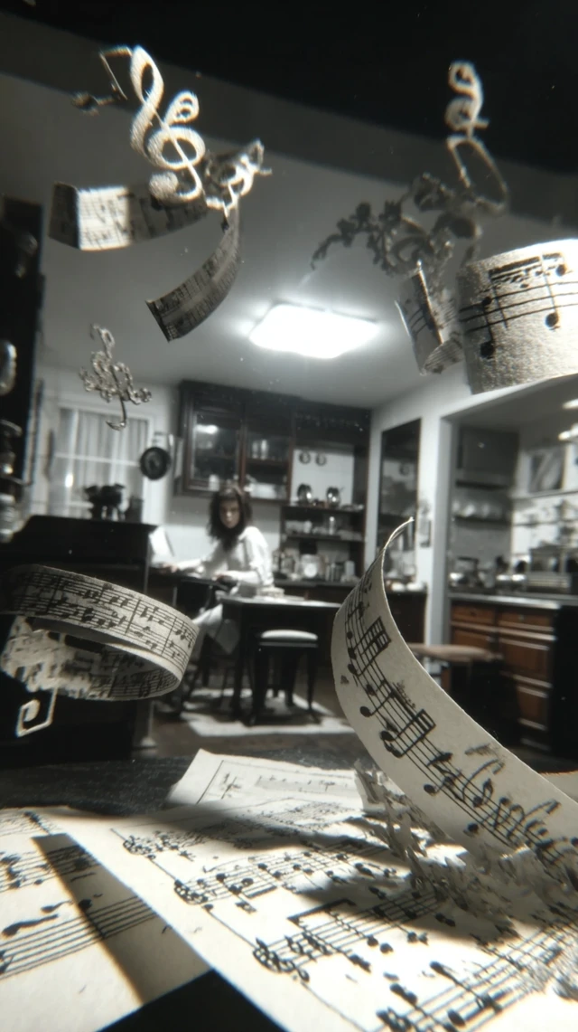 Musical Notes Dancing in an Open Kitchen