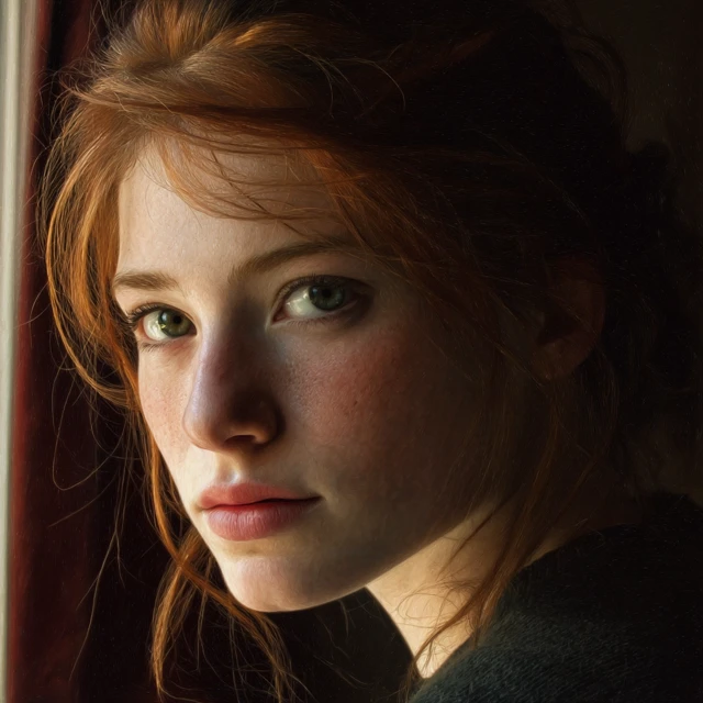 Redhead Portrait Piercing Green Eyes Natural Light