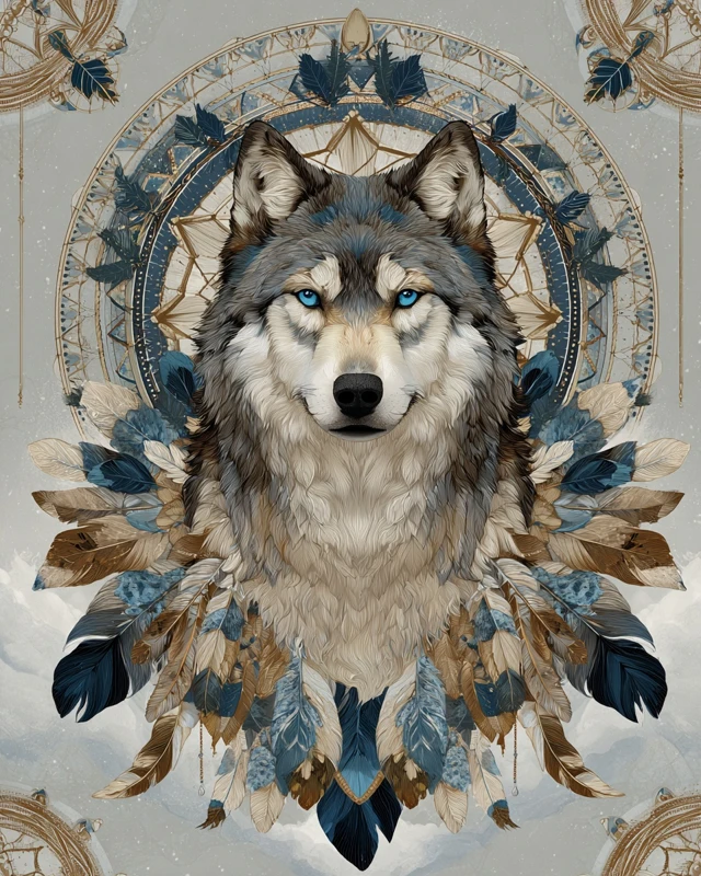Stylized Wolf Illustration Majestic and Powerful