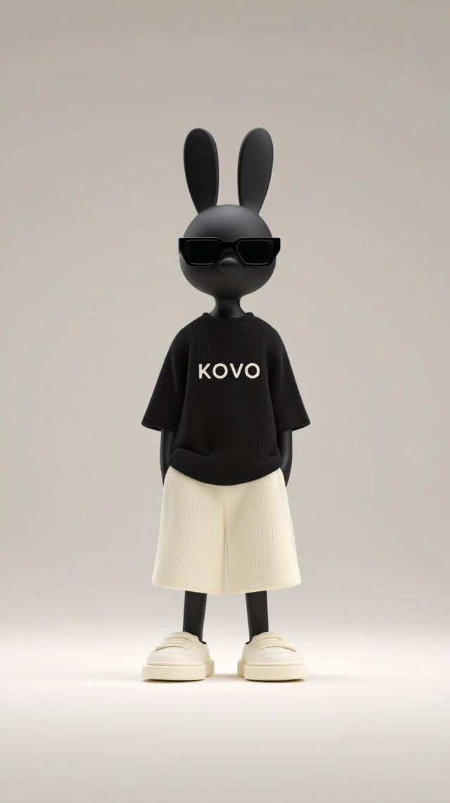 Stylish 3D Bunny in Black KOVO Fashion Campaign
