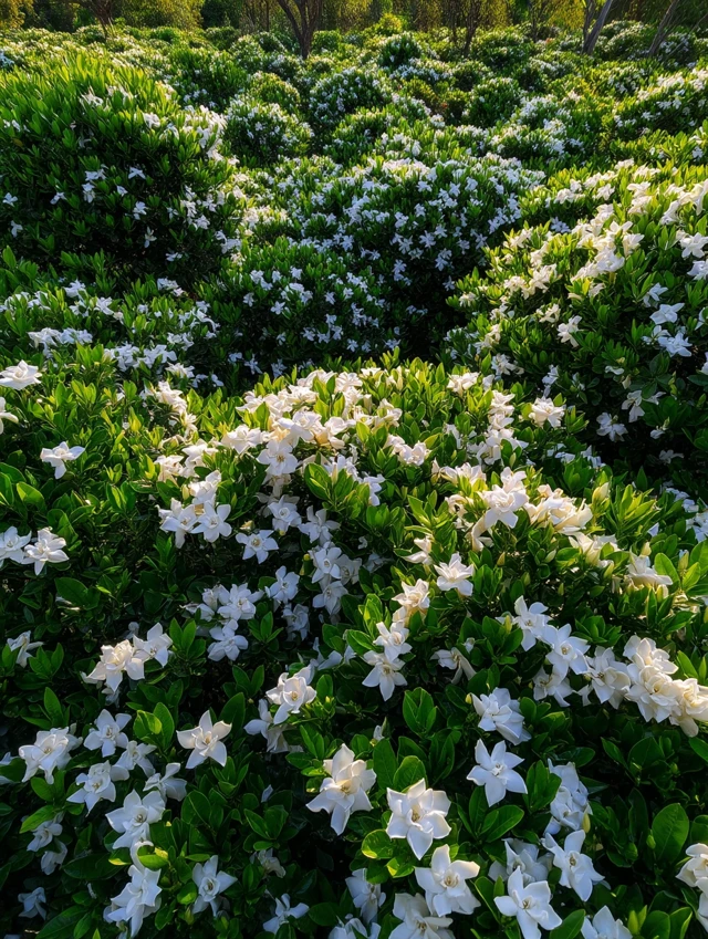 Sea of Gardenia Flowers White Blooms