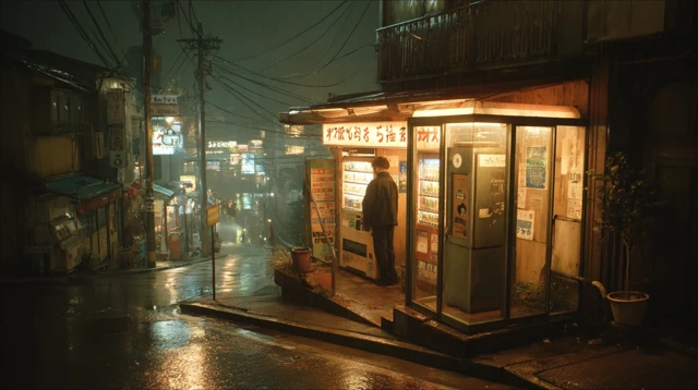 Rainy Japanese Alleyway Nostalgic Scene