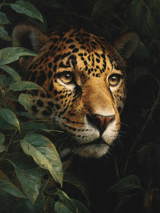 Jaguar Portrait Detailed Painting