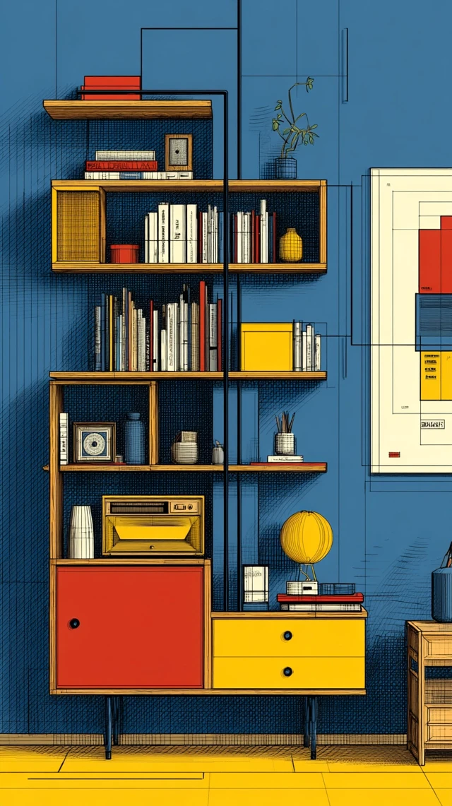 Bauhaus Style Open Shelving Unit Bedroom Decor