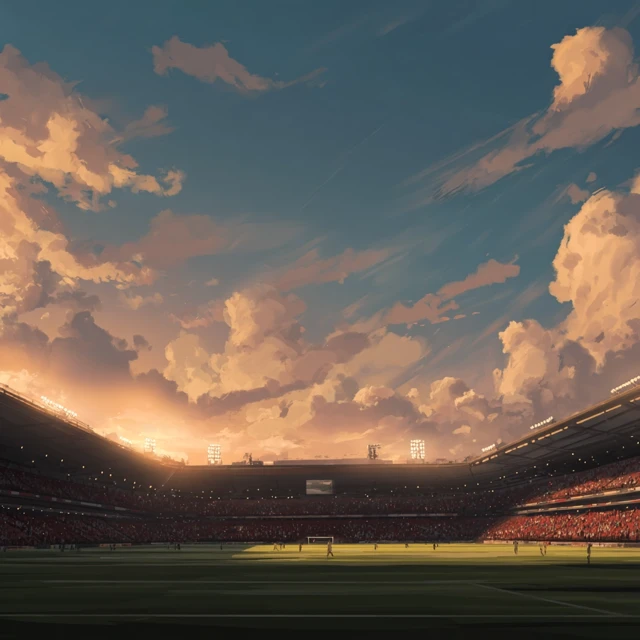 Soccer Stadium Sunset Atmosphere