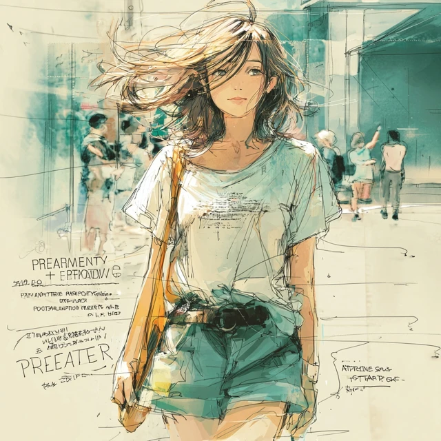 Anime Style Illustration of a Japanese Woman