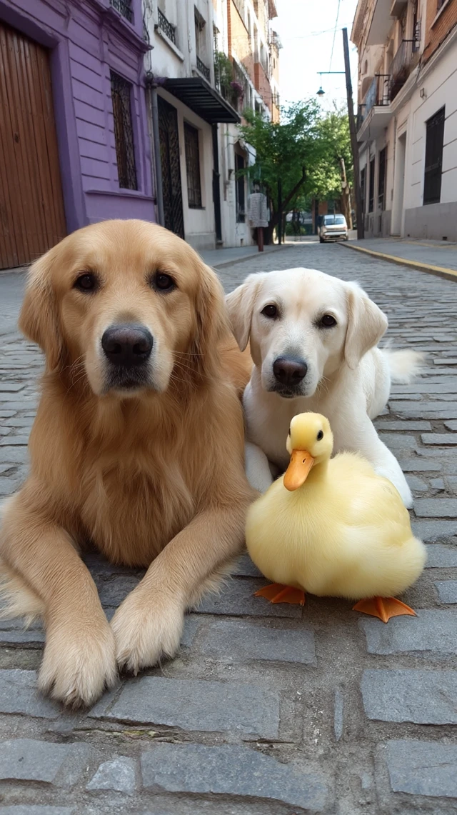 Golden Retriever and Rubber Duck Friendship