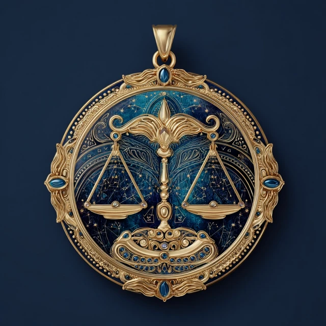 Libra Zodiac Sign Jewelry Gold 3D Illustration