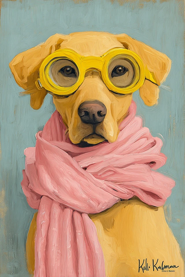 Dog with Goggles and Scarf Childrens Book Illustration