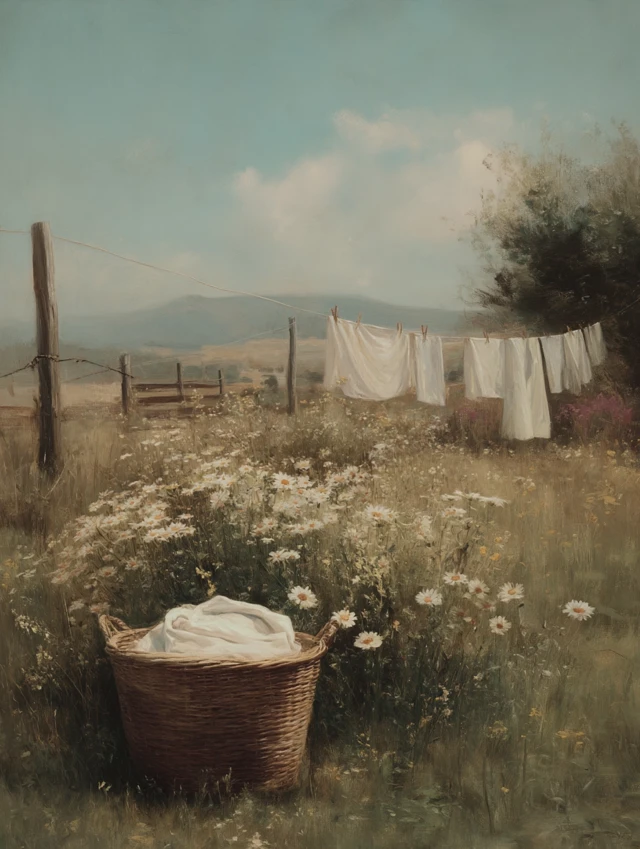 Vintage Countryside Oil Painting Summer Day