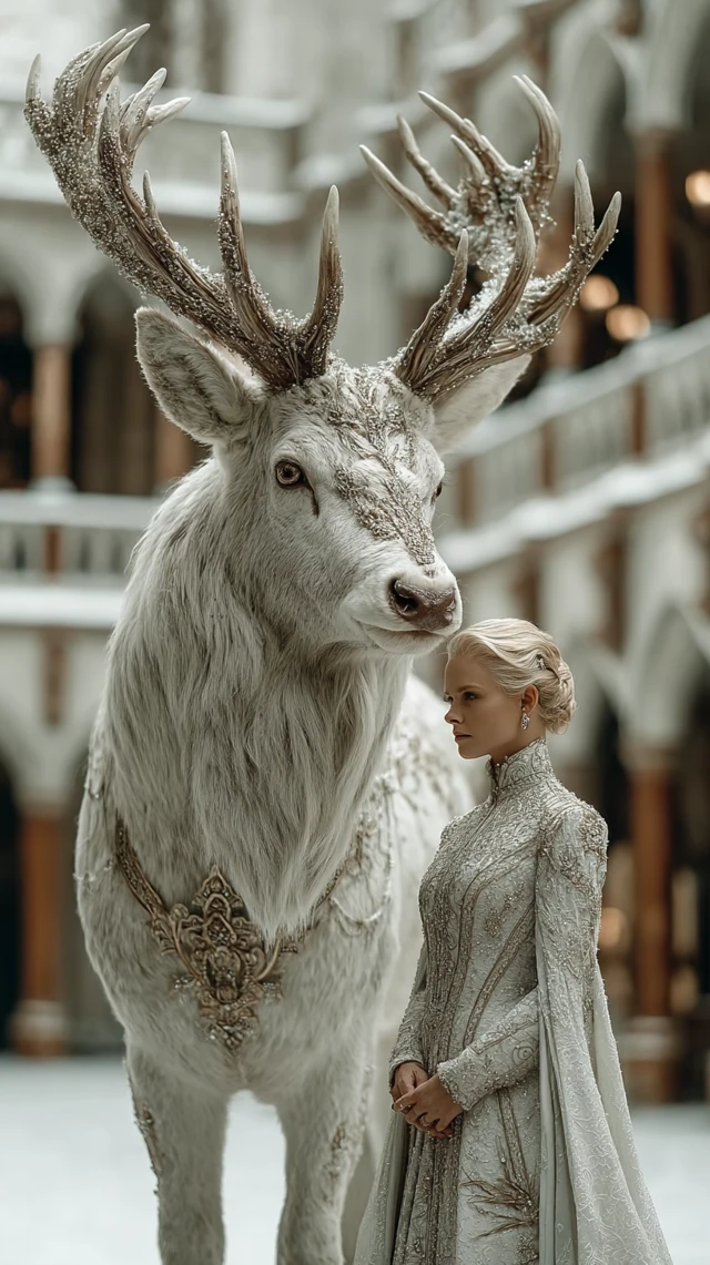 Dior Stag and Woman Cinematic Fantasy Art