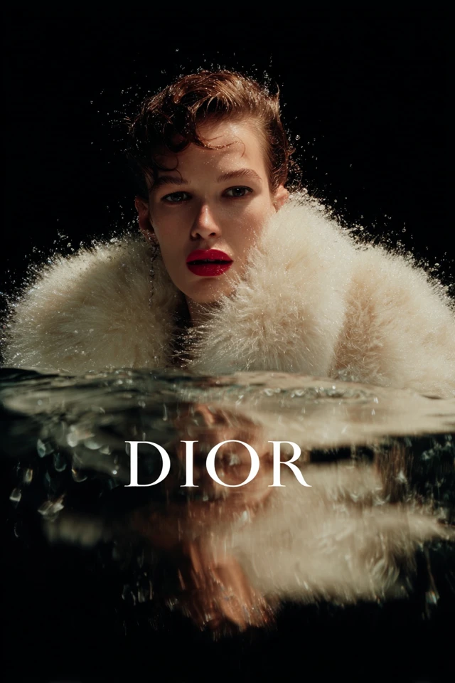 Dior Magazine Cover Glamorous Model in Fur Editorial
