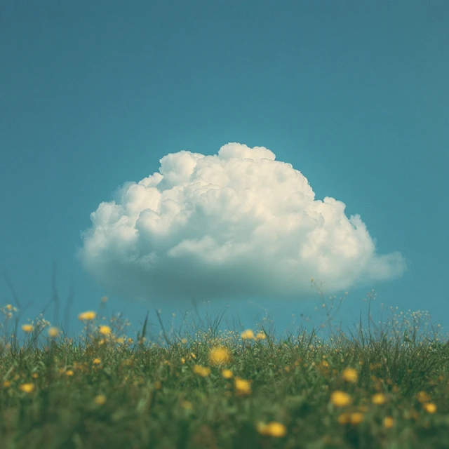 Cloudscape Soft Blue Sky and Green Meadow Photography