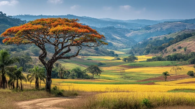 Beautiful Landscape Exotic Tree with Rich Colors