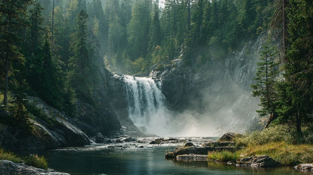 Waterfall in Forest Nature Photography