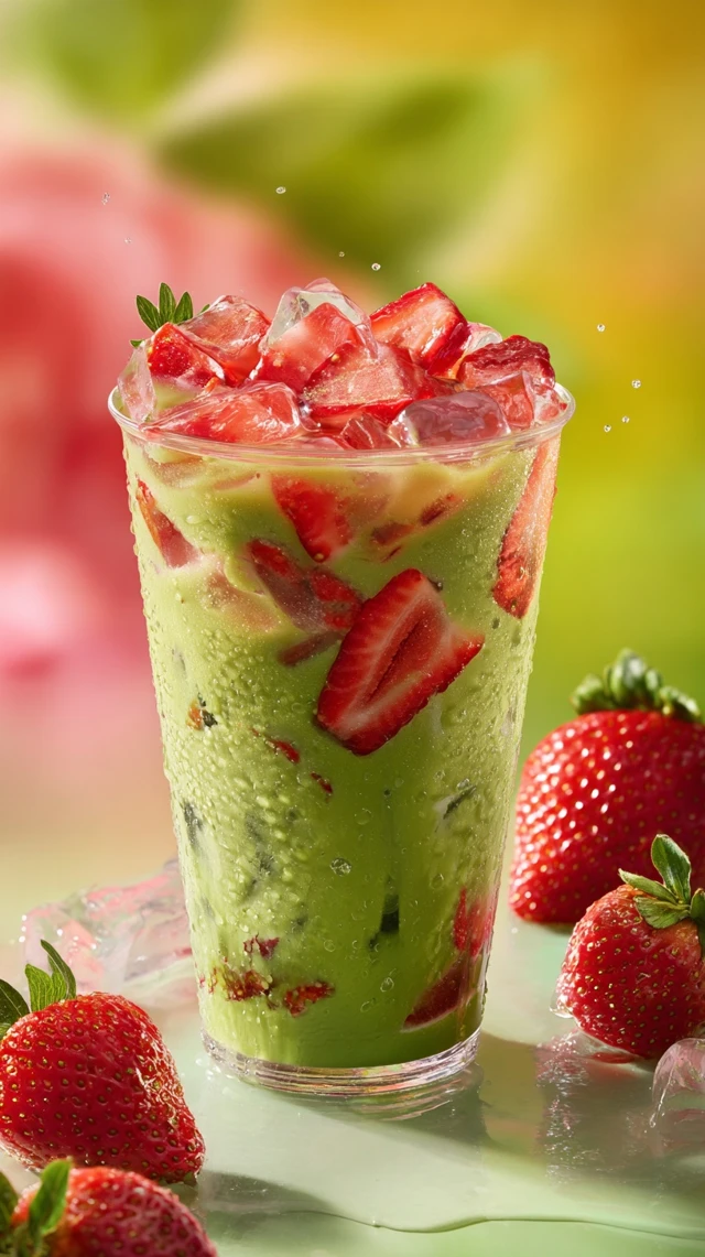 Strawberry Matcha Latte Refreshing Drink