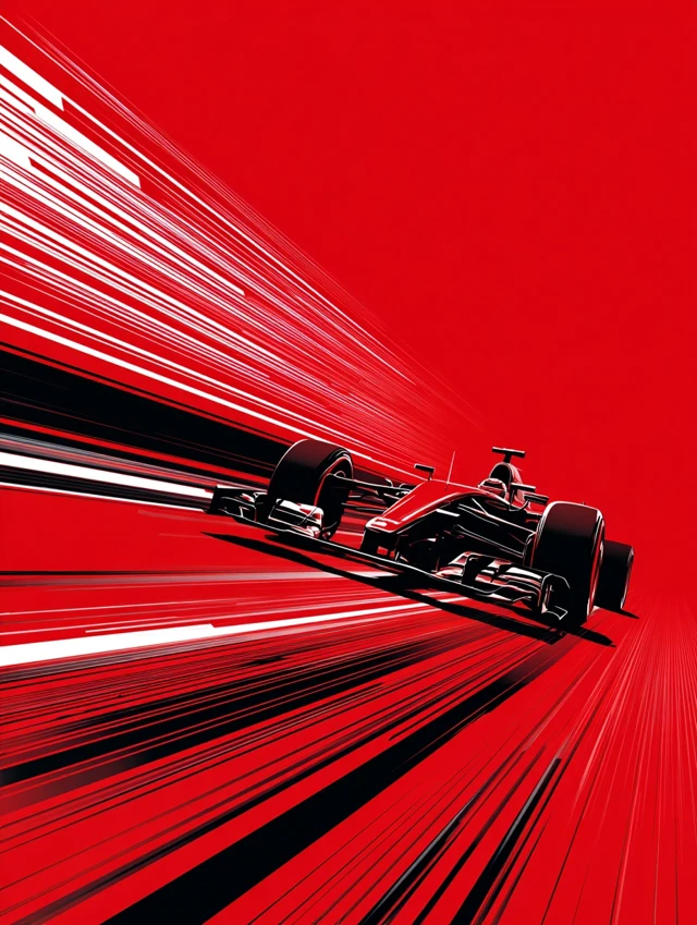 Formula One Racing Speed Lines Red and Black Illustration