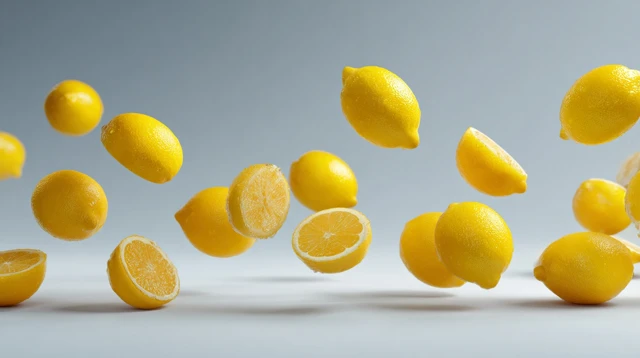 Falling Lemons Fresh Citrus Fruit Photo