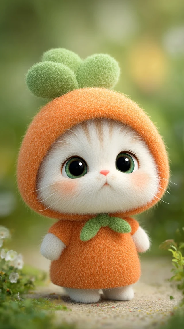 Adorable Munchkin Kitten in Carrot Costume