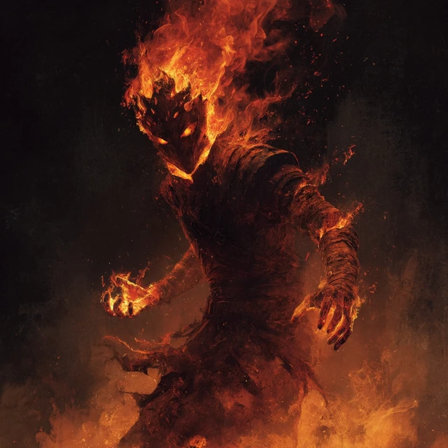 Fiery Humanoid Burning Ember Art