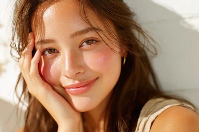 Japanese Woman with a Soft Smile and Glowing Skin