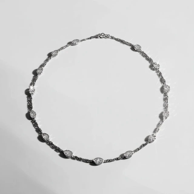 White Gold Diamond Tennis Necklace - Luxury Jewelry