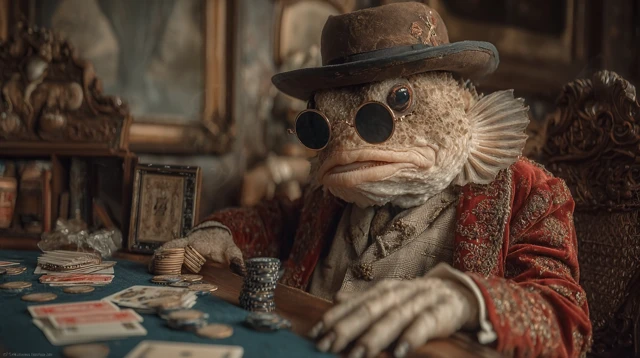 Fish Detective Playing Poker in a Las Vegas Casino