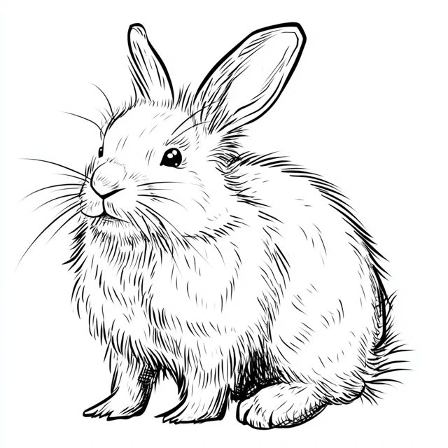Line Art Rabbit Illustration For Coloring Book