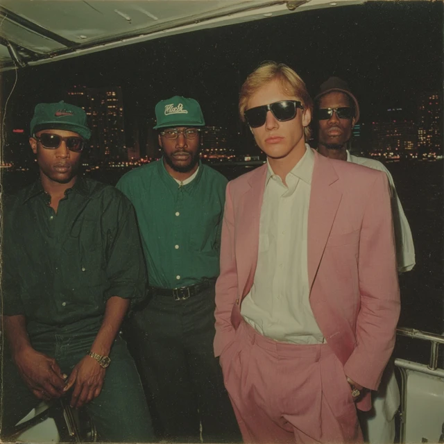 1980s Album Cover Miami Yacht Night