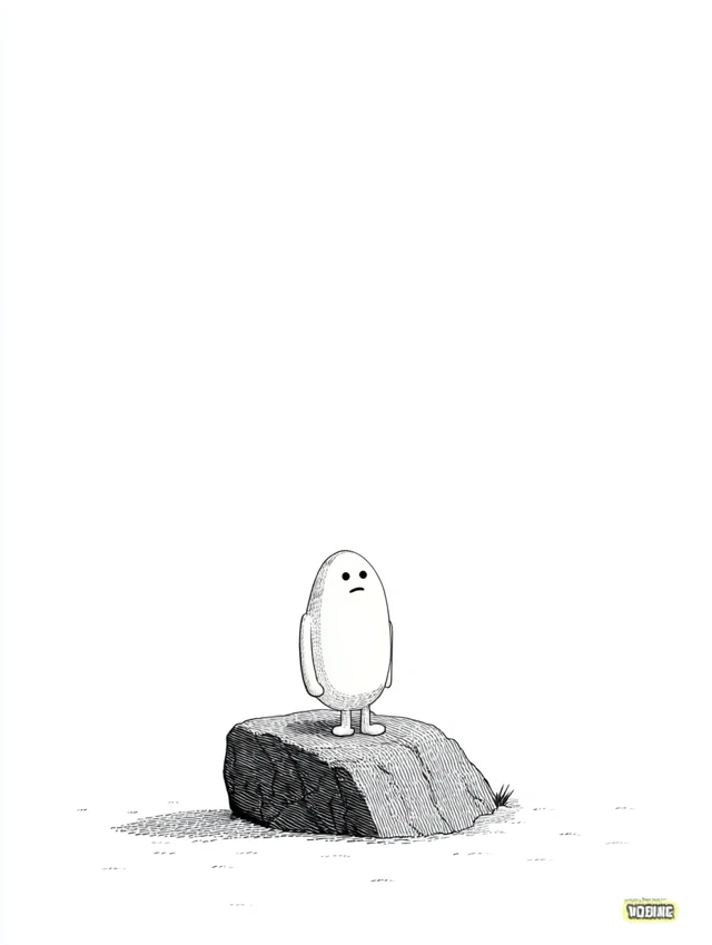 Sad Egg Character Minimalist Illustration