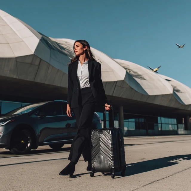 Business Woman at Airport Modern Architecture