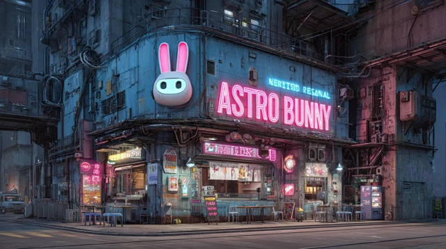 Cyberpunk Astro Bunny Noodle House