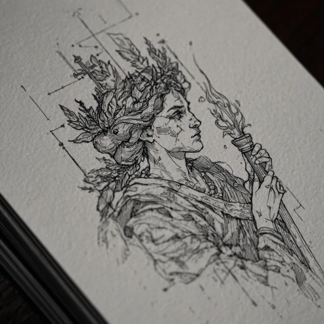 Hecate Tattoo Design Greek Goddess Line Art