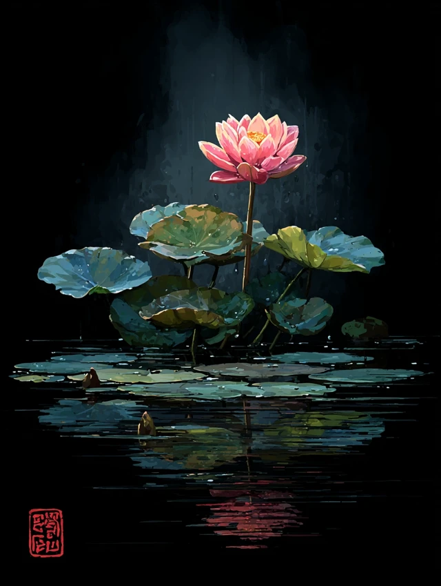 Lotus Flower in Mist Minimalist Art