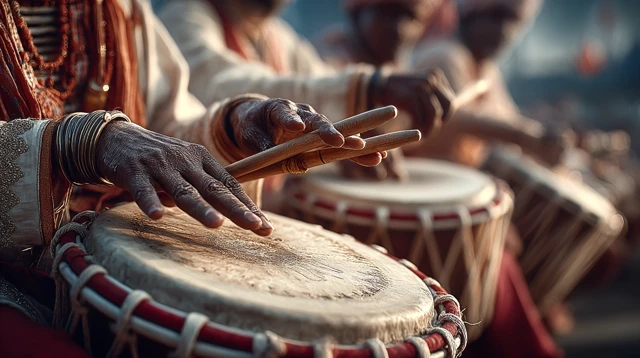 Traditional Odia Musicians Drumming at Ratha Yatra