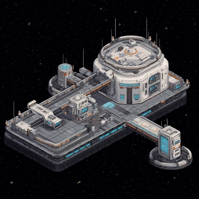 Isometric Futuristic Space Station