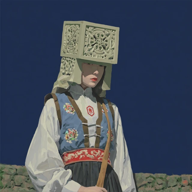 Witch with Block Helmet Illustration
