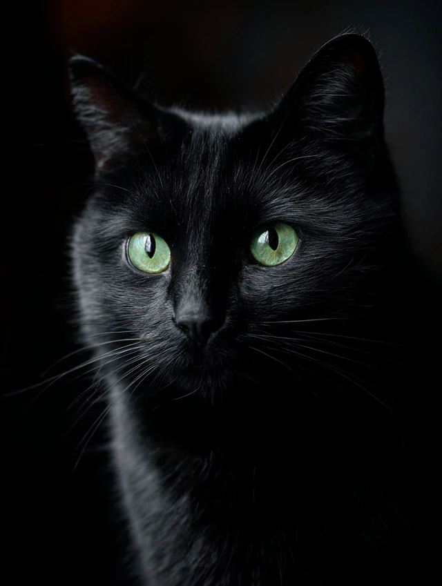 Cute Black Cat on Red Background Illustration