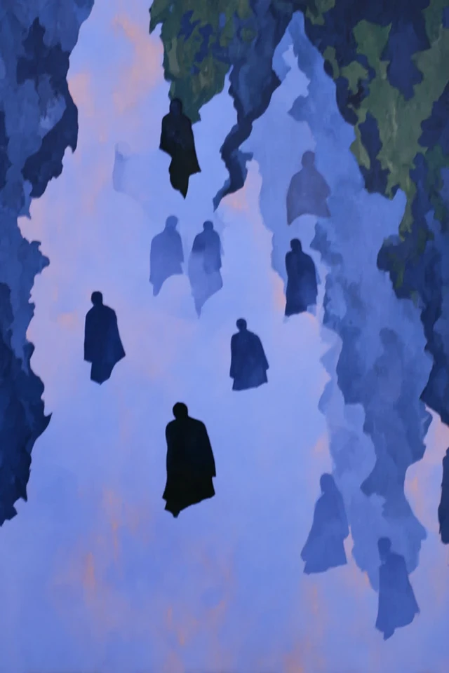 Embraced Silhouettes Fading Abstract Painting