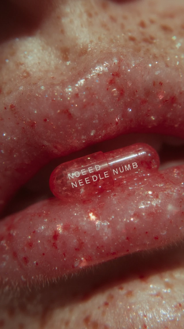 Lips with Glossy Lip Gloss and Pill